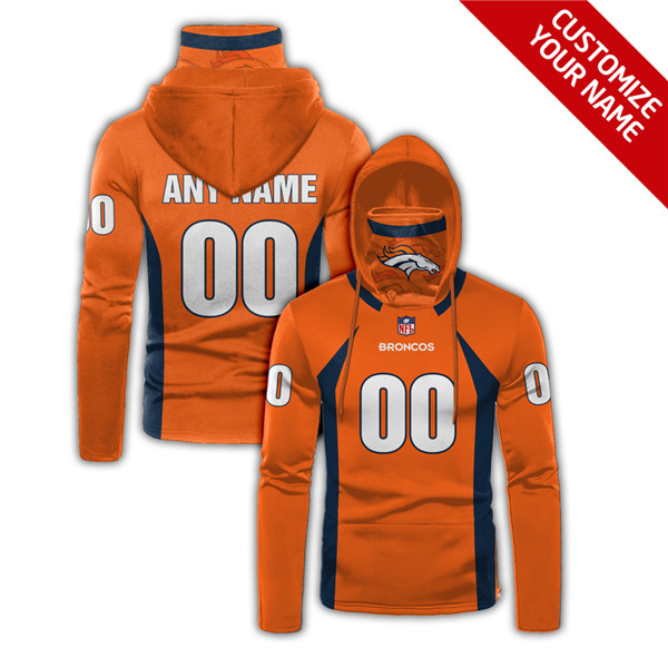Men's Denver Broncos Orange 2020 Customize Hoodie Mask